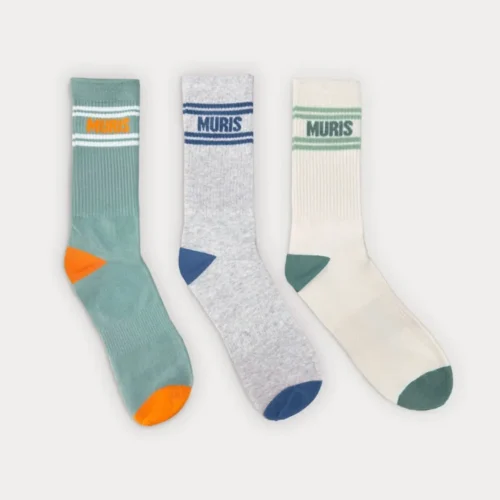 Komplet nogavic Man (3 pack) - Green / White / Grey